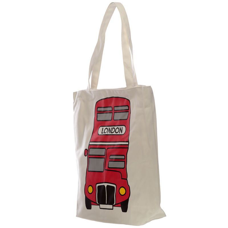 London Icons Red Routemaster Bus Reusable Zip Up Cotton Bag