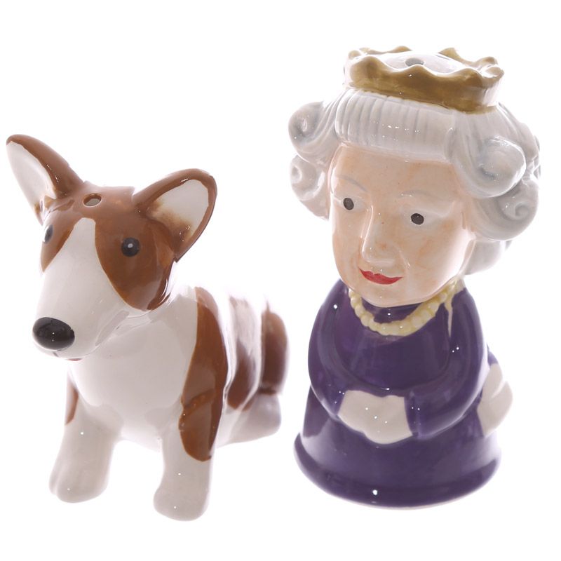 Queen & Corgi Ceramic Salt & Pepper Set